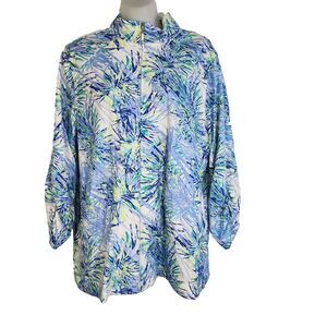 Breckenridge Women's Jacket Size Large Multicolor 3/4 Ruching Sleeve Full Zip